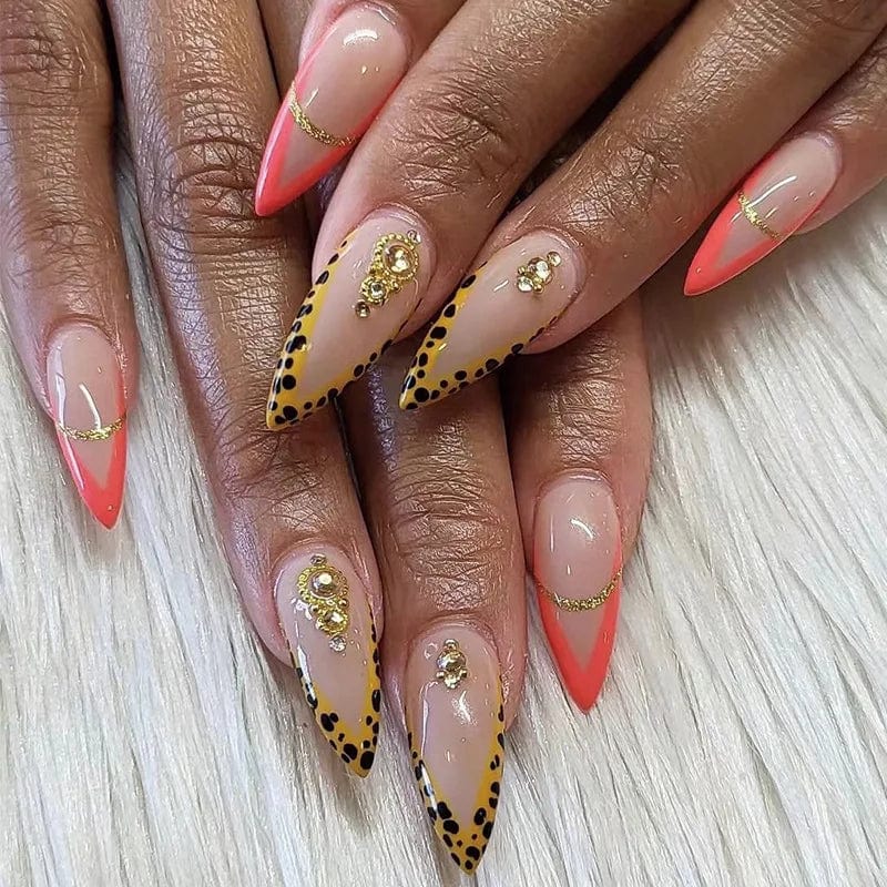 Light green stripe gradient press-on nails from Showlu Fashion Store, long coffin acrylic tips with stylish design.