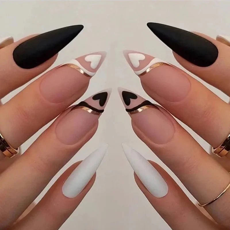 Light green stripe press-on nails by Showlu Fashion Store, 24-piece set of long coffin acrylic tips with gradient design.