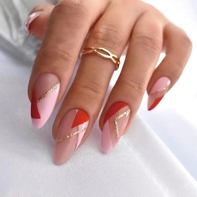 Light green striped press-on nails by HOEPOOK, long coffin acrylic tips, seamless full-cover false nails for a stylish manicure.