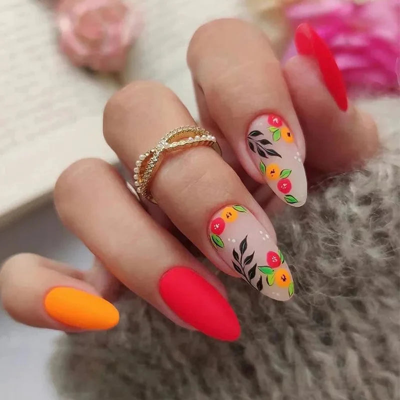 Light green stripe press on nails by Showlu Fashion Store, long coffin acrylic tips with gradient design, worn on natural nails