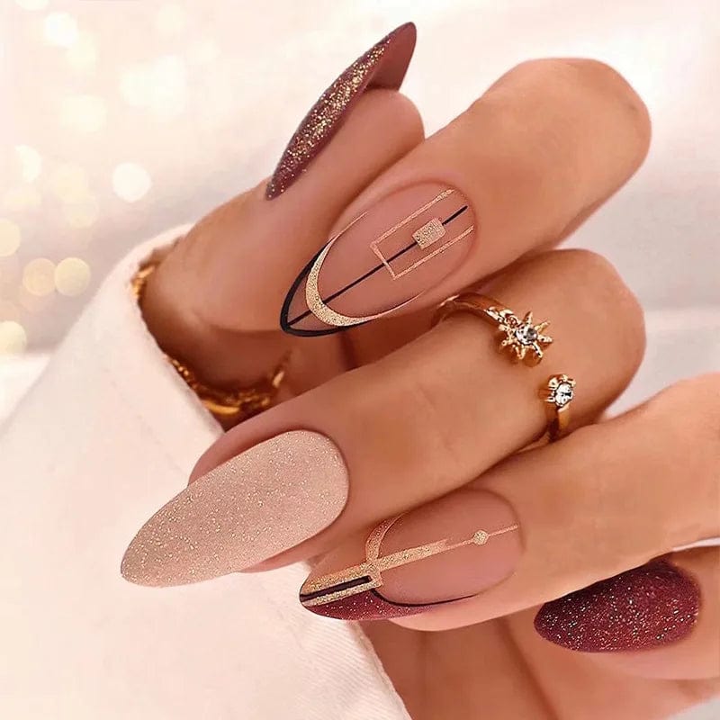 Light green striped press-on nails by Showlu Fashion Store, long coffin acrylic tips with gradient design, 24-piece set.