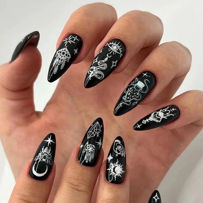 Light green stripe press-on nails from Showlu Fashion Store, long coffin acrylic tips with gradient design, 24-piece set.