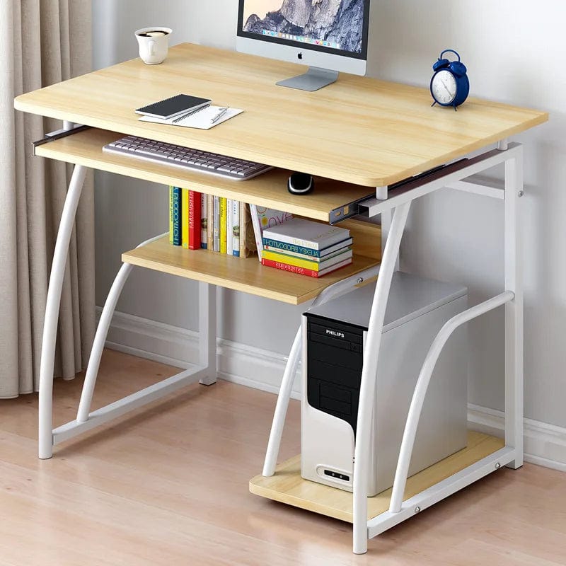  Showlu Fashion Store K-STAR Modern Computer Desk Workstation Study Writing Table Home Office Furniture with Keyboard Bracket PC Metal 71cm New 2023