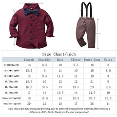  Showlu Fashion Store Kabeier Baby Boys Gentleman Outfit Suit Sets Toddler Shirt with Bowtie Infant Autumn Suspender Trousers Sets