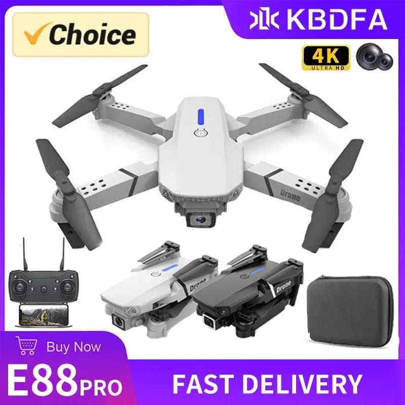  Showlu Fashion Store KDBFA 2023 New E88 Pro WIFI FPV Drone Wide Angle HD 4K 1080P Camera Height Hold RC Foldable Quadcopter Dron Helicopter Toys Gift