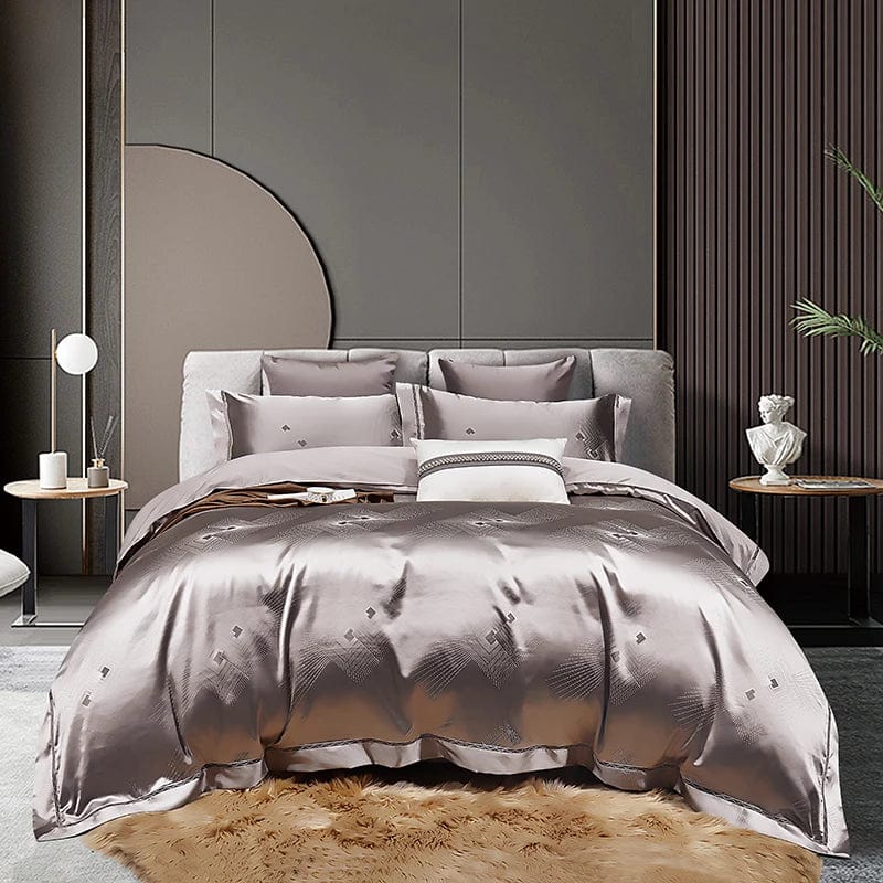 SHOWLU FASHION STORE Keermansi-grey / 200x230cm 4pcs High End Mulberry S i l k Jacquard Bedding Set  4-piece Duvet Cover Set 200*230CM 220*240CM Flat Sheet Bedding