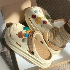  Showlu Fashion Store Khaki / 36-37 Thin Strip Eva Detachable Fashion Women's Summer Hole Shoes