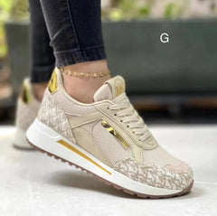 SHOWLU FASHION STORE Khaki / 39 2024 New Women's Sports Casual Wedge Casual Fashion Women's Shoes Women's Sports Shoes Sports Shoes Large Size Sneakers