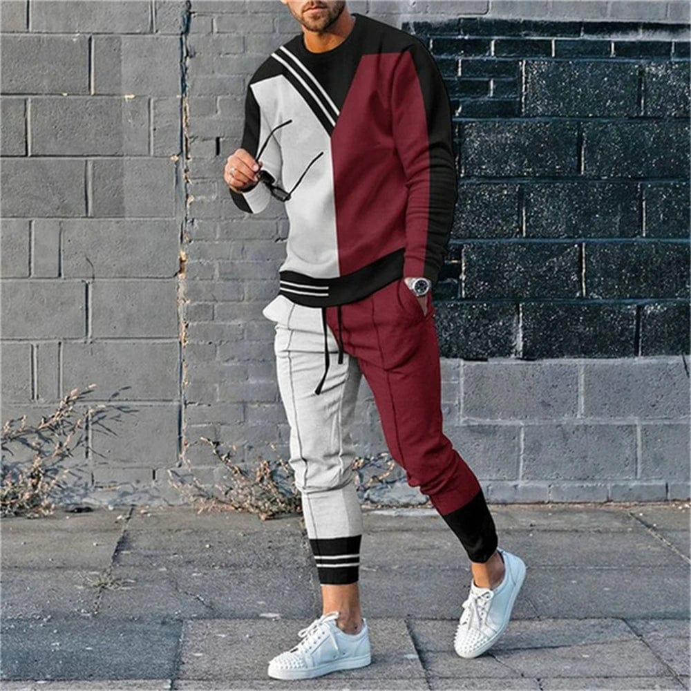 SHOWLU FASHION STORE Khaki / 4XL Summer Men's 2 Piece Sets Tracksuits Long Sleeve T Shirt+Long Sweatpants Set Streetwear Sportstreet Men Oversized Men Clothing