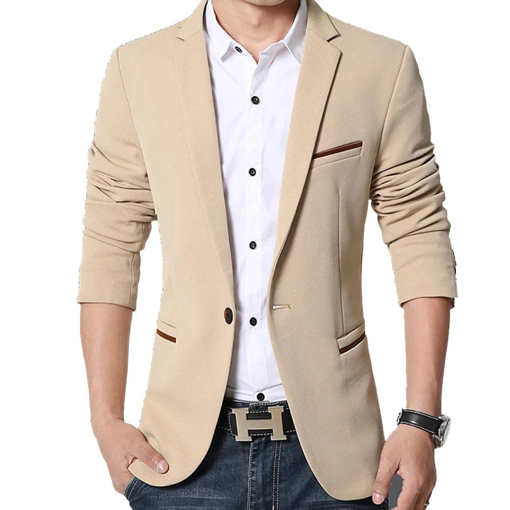 SHOWLU FASHION STORE Khaki / 5XL (87-93KG) Brand Men's Casual Blazer 2024 Autumn New Fashion Slim Business Suit Coat Gentleman High-quality Men's Clothing Homme M~5XL