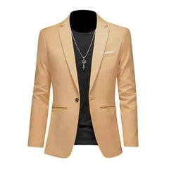 SHOWLU FASHION STORE Khaki / Asian 4XL Men's' Trendy Light Luxury Suit Jacket  Autumn Slim Fit  Casual Business Suit Non-ironing Anti-wrinkle Solid Color Classic Suit