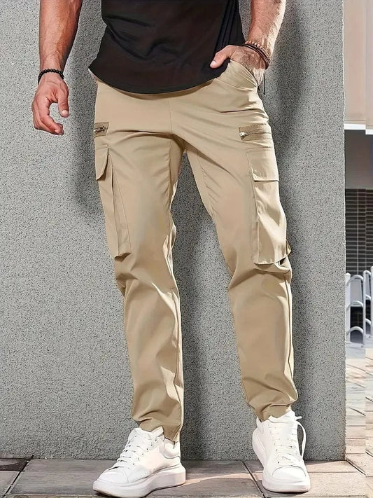 SHOWLU FASHION STORE Khaki / M Men trousers Side Pockets Cargo Harem Pants Zipper Black Hip Hop Casual Male Joggers Trousers Fashion Casual Streetwear Pants