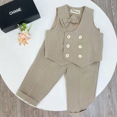 Showlu Fashion Store khaki vest pants / 4T Children's Flormal Plaid Dress Suit Set Baby Boy Autumn Wedding Party Banquet Costume Kids Double Breasted Blazer Pants Bowtie