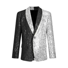  Showlu Fashion Store Kids Boys Stylish Sequins Suit Lapel One Button Jacket Coat Wedding Banquet Party Modern Jazz Dancing Performance Blazer Tuxedo