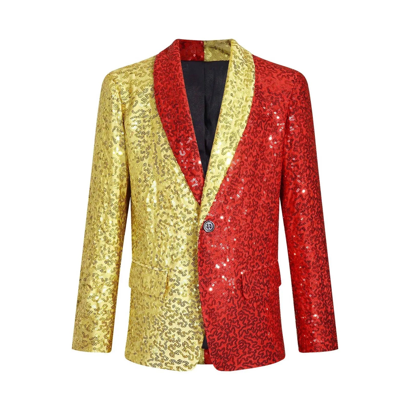  Showlu Fashion Store Kids Boys Stylish Sequins Suit Lapel One Button Jacket Coat Wedding Banquet Party Modern Jazz Dancing Performance Blazer Tuxedo