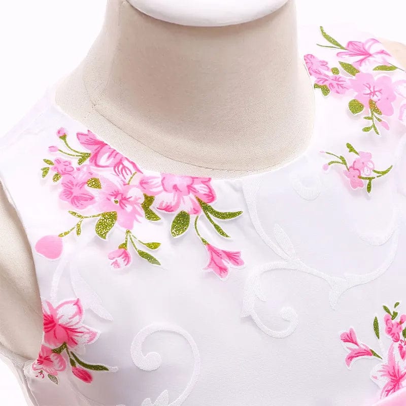 Showlu Fashion Store Kids Summer Dress For Girls Wedding Costume Floral Printing Birthday Princess Party Dresses 2-10 Years Children Girl Clothes