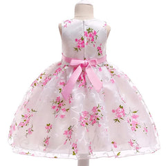  Showlu Fashion Store Kids Summer Dress For Girls Wedding Costume Floral Printing Birthday Princess Party Dresses 2-10 Years Children Girl Clothes