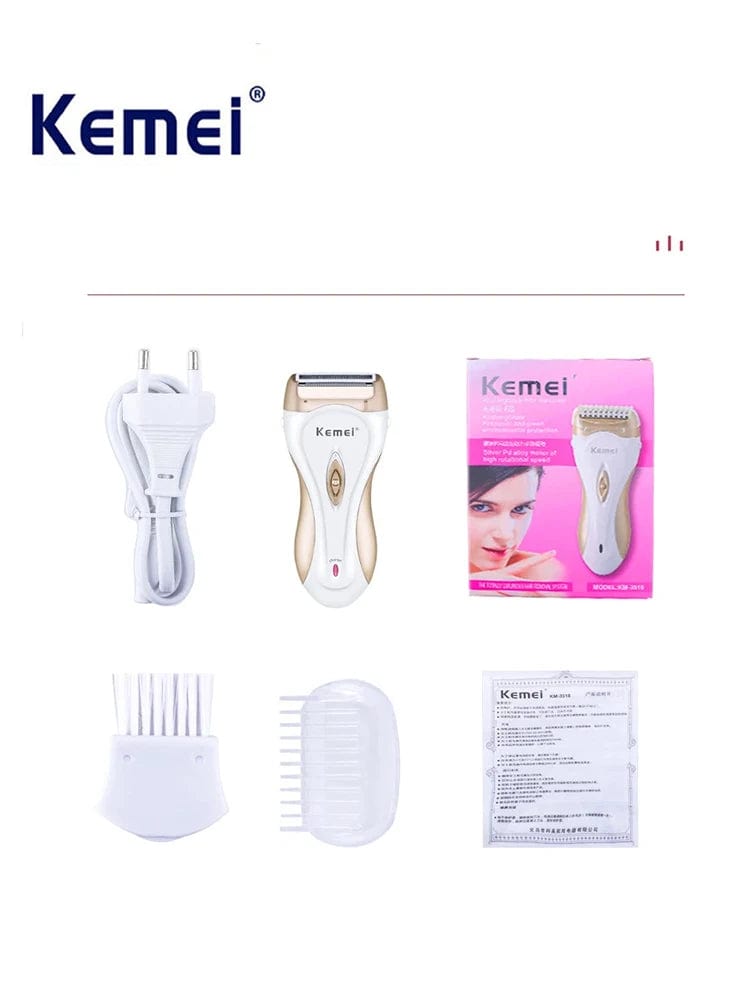 SHOWLU FASHION STORE KM-3518 / EU Plug Kemei KM-3518 Electric shaver epilator for women Lady Shaver Hair Remover trimmer lady kemei hair removal