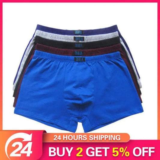  Showlu Fashion Store L-8XL Boxer Mens Underwear Men 100% Cotton Underpants Male Plus Size Pure Men Panties Shorts Breathable Solid  Boxer Shorts