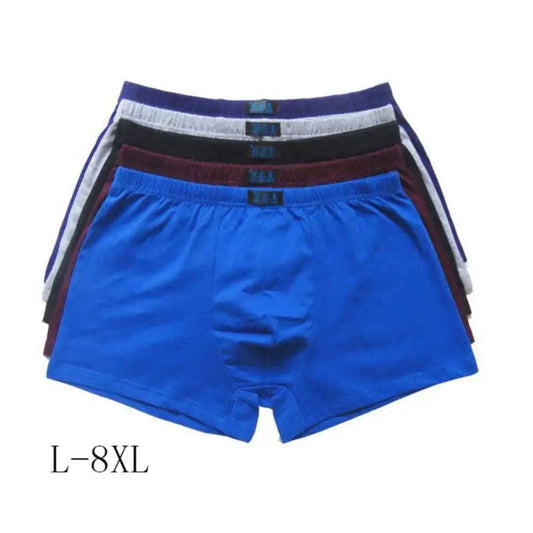  Showlu Fashion Store L-8XL Boxer Mens Underwear Men 100% Cotton Underpants Male Plus Size Pure Men Panties Shorts Breathable Solid  Boxer Shorts