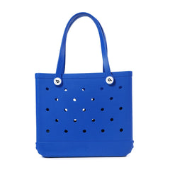 Showlu Fashion Store L blue Beach Bogg Bag Rubber Tote Bag Waterproof Travel Bag for Women Washable Tote Bag Handbag For Sports Beach Market Pool