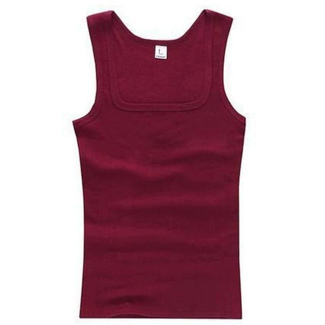  Showlu Fashion Store L / Burgundy Itness Muscle Sleeveless Singlet Top Vest Tank MAN'S Clothes