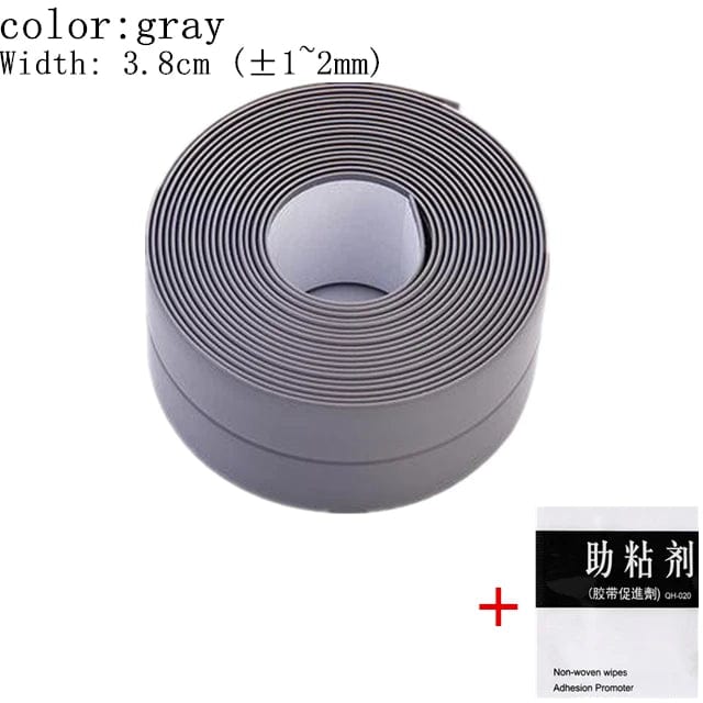  Showlu Fashion Store L-gray / 100CM For Bathroom Kitchen Accessories Shower Bath Sealing Strip Tape Caulk Strip Self Adhesive Waterproof Wall Sticker Sink Edge Tape