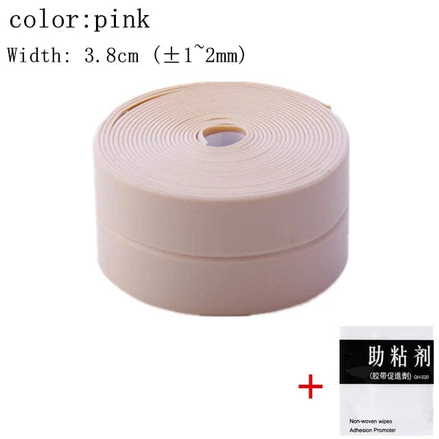  Showlu Fashion Store L-pink / 100CM For Bathroom Kitchen Accessories Shower Bath Sealing Strip Tape Caulk Strip Self Adhesive Waterproof Wall Sticker Sink Edge Tape