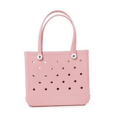 Showlu Fashion Store L pink Beach Bogg Bag Rubber Tote Bag Waterproof Travel Bag for Women Washable Tote Bag Handbag For Sports Beach Market Pool