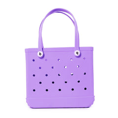 Showlu Fashion Store L purple Beach Bogg Bag Rubber Tote Bag Waterproof Travel Bag for Women Washable Tote Bag Handbag For Sports Beach Market Pool