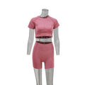 Showlu Women's seamless grey yoga set with high elasticity, designed for outdoor fitness and yoga training.