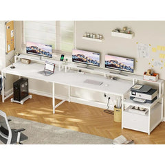 SHOWLU FASHION STORE L Shaped Gaming Desk, 66" Home Office Desk with File Drawer & Power Outlet, Corner Gaming Computer Desk with Led Light