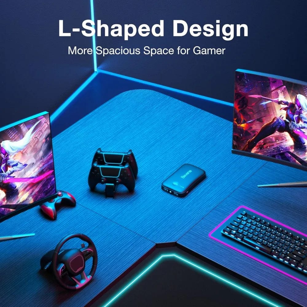 SHOWLU FASHION STORE L Shaped Gaming Desk Corner Computer Desk, Home Office Desks Writing Workstation with Large Monitor Stand, Easy to Assemble