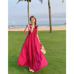  Showlu Fashion Store L [Suggested 50.00 kg-60.00 kg]] / Dragon Fruit Slip Skirt Sweet Sling Plus Size Dress