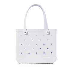 Showlu Fashion Store L white Beach Bogg Bag Rubber Tote Bag Waterproof Travel Bag for Women Washable Tote Bag Handbag For Sports Beach Market Pool