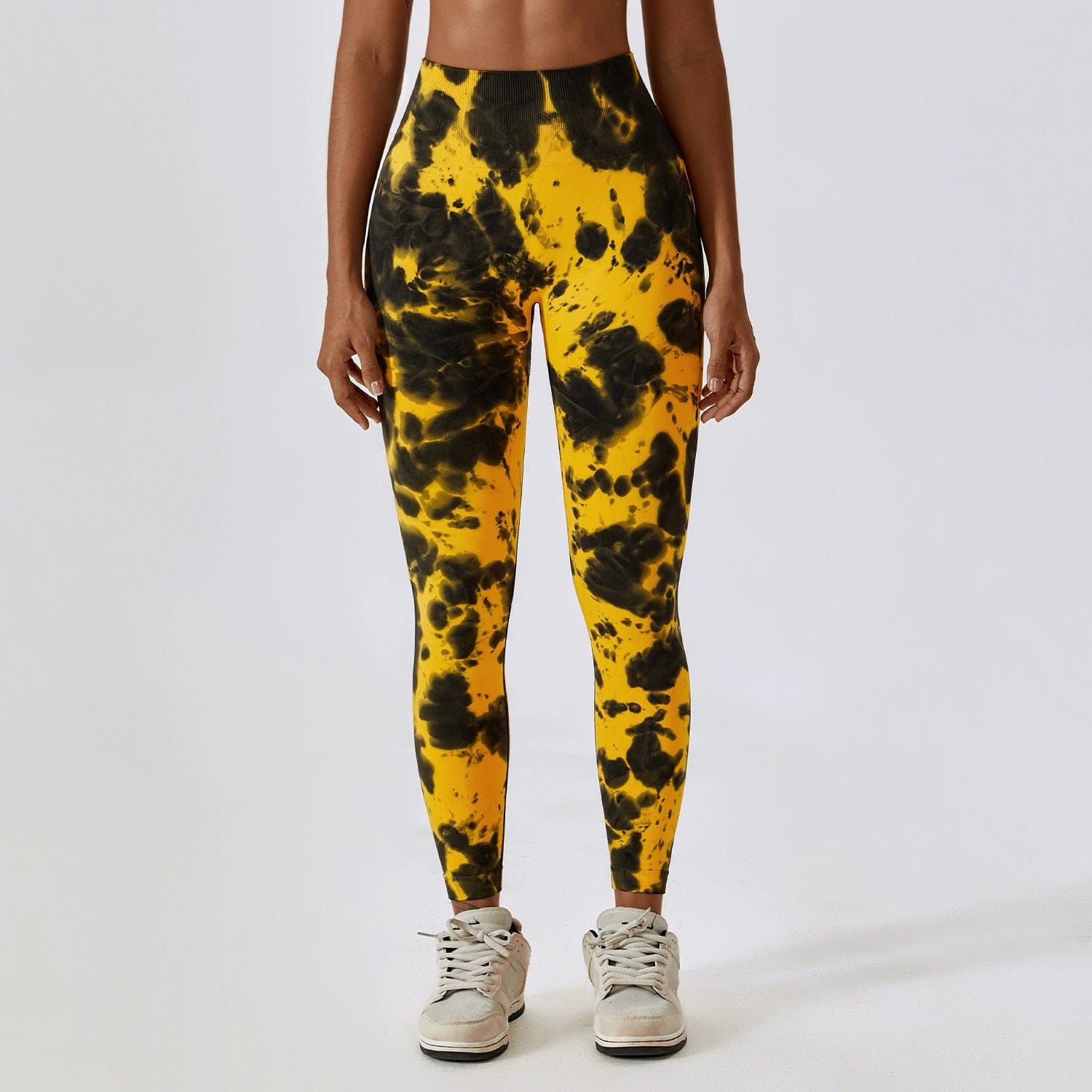  Showlu Fashion Store L / Yellow Black Fashion Tie Dye Seamless High Waist Yoga Pants Peach Hip Raise Fitness Pants Running Sports Tight Pants