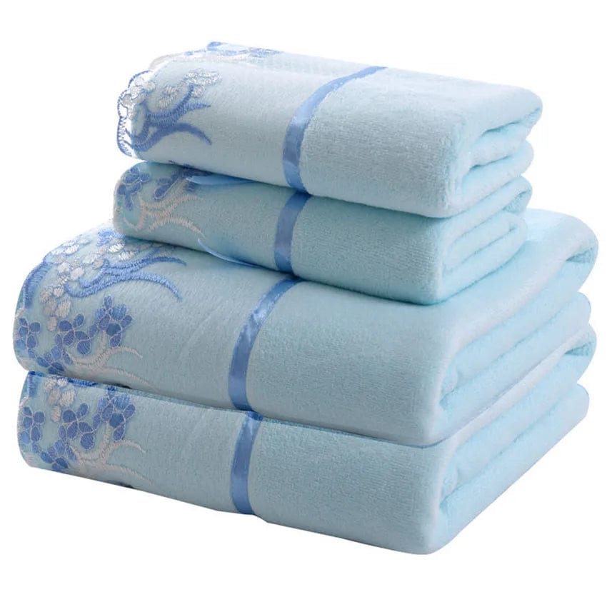 SHOWLU FASHION STORE Lace Bule / 1pc 70x140cm Lace Embroidered Bath Towel Set Microfiber for Adults Colourful Tree Bathroom Face Bath Towels Quick Dry Family Set Large Thick