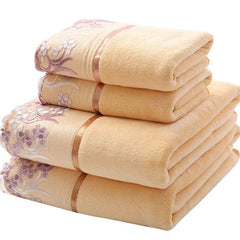 SHOWLU FASHION STORE Lace Embroidered Bath Towel Set Microfiber for Adults Colourful Tree Bathroom Face Bath Towels Quick Dry Family Set Large Thick