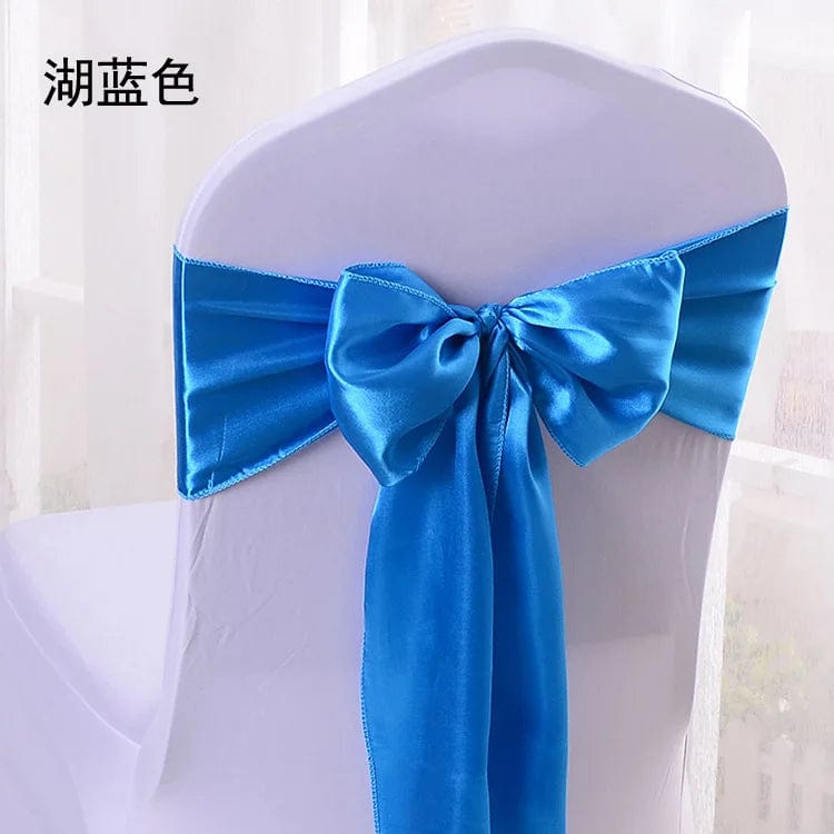 SHOWLU FASHION STORE Lake Blue / 10 pcs 10/100pcs Satin Chair Bow Sashes Wedding Chair Knots Ribbon Butterfly Ties For Party Event Hotel Banquet Home Decoration