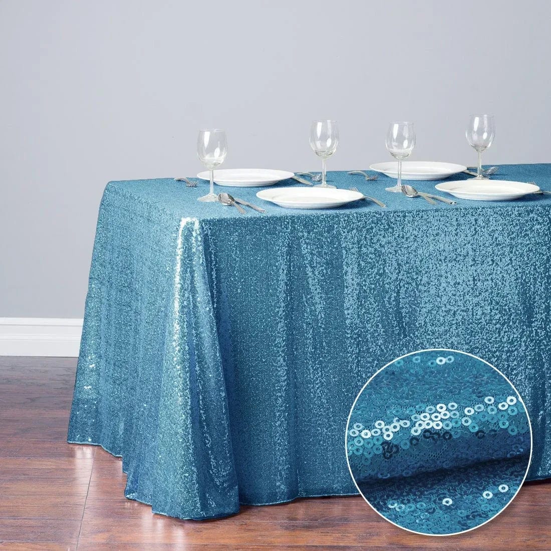  Showlu Fashion Store Lake Blue / 150x300cm-59x118in Glitter Sequin Table Cloth Rectangular Table Cover Rose Gold Tablecloth For Wedding Birthday Party Home Decoration Custom Size