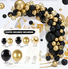 Showlu Fashion Store Laser / as picture Black Gold Balloon Garland Arch Kit Confetti Latex Happy 30th 40th 50th Birthday Party Balloon Decorations Adults Baby Shower