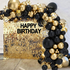 Showlu Fashion Store Laser / as picture Black Gold Balloon Garland Arch Kit Confetti Latex Happy 30th 40th 50th Birthday Party Balloon Decorations Adults Baby Shower