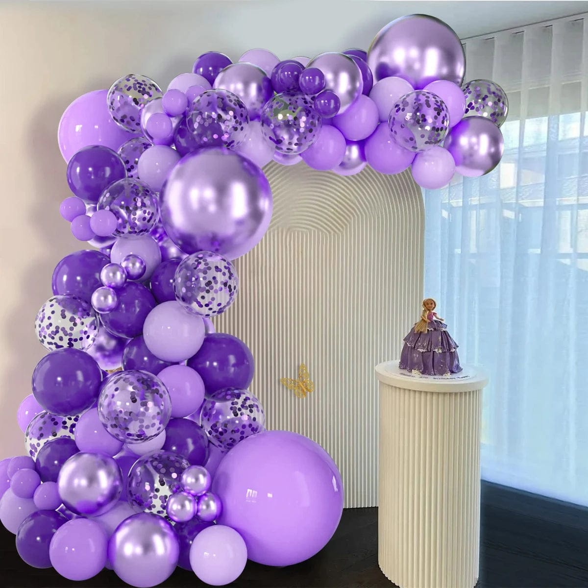  Showlu Fashion Store Laser / Other Purple Balloons Garland Arch Kit Chrome Confetti Purple Balloons Wedding Birthday Graduation Party Decorations Kids Baby Shower