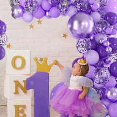  Showlu Fashion Store Laser / Other Purple Balloons Garland Arch Kit Chrome Confetti Purple Balloons Wedding Birthday Graduation Party Decorations Kids Baby Shower