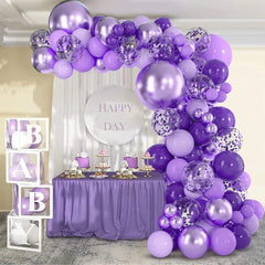  Showlu Fashion Store Laser / Other Purple Balloons Garland Arch Kit Chrome Confetti Purple Balloons Wedding Birthday Graduation Party Decorations Kids Baby Shower