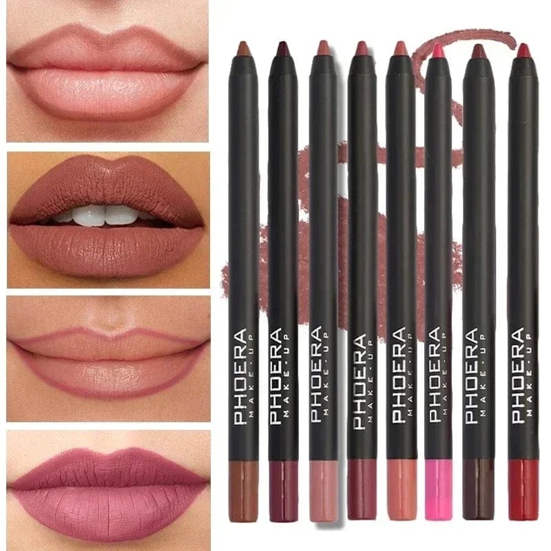  Showlu Fashion Store Lasting Nude Brown Lip Liner Pen Matte Lipstick Pen Waterproof Lips Makeup Women Sexy Red Non-stick Cup Lips Contour Cosmetics