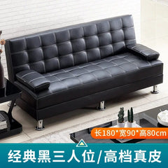 SHOWLU FASHION STORE Leather triple 1 Office sofa bed folding dual-purpose reclining office small apartment guest sofa black