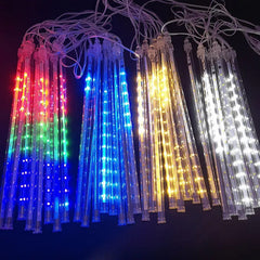  Showlu Fashion Store LED Meteor Shower Rain Lights Waterproof Falling Raindrop Fairy String Light for Christmas Holiday Party Patio Decor 30CM