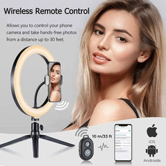  Showlu Fashion Store LED Selfie Ring Light Phone Stand With Folding Arm Circle Fill Light Dimmable Tripod Photography RingLight For YouTobe Streaming