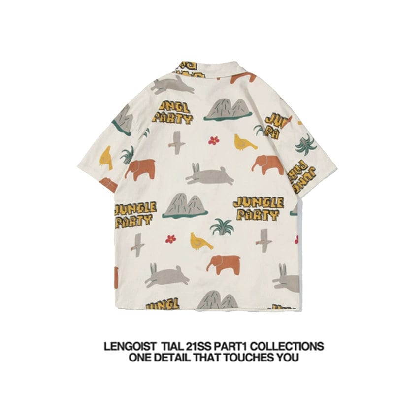  Showlu Fashion Store Lengoist Cartoon Print Casual Tee